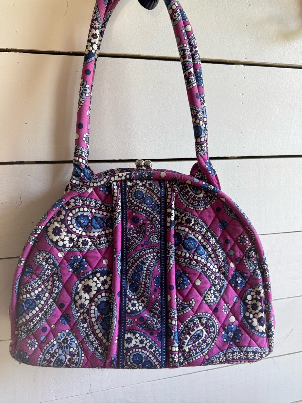 Vera Bradley Quilted Paisley Shoulder Bag in Purple and Blue
